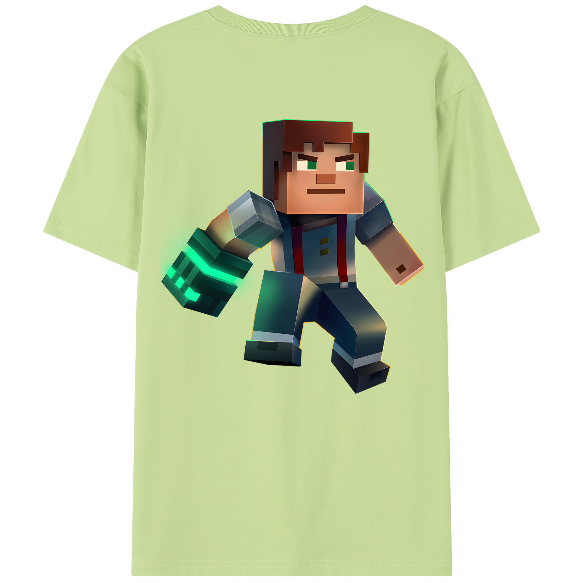（画像用） マインクラフト ブロックの世界 Minecraft MC Block world 綿100％半袖Tシャツ（背面プリント）